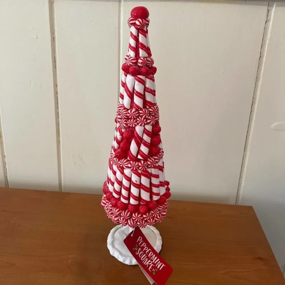 Peppermint square candy cane tree